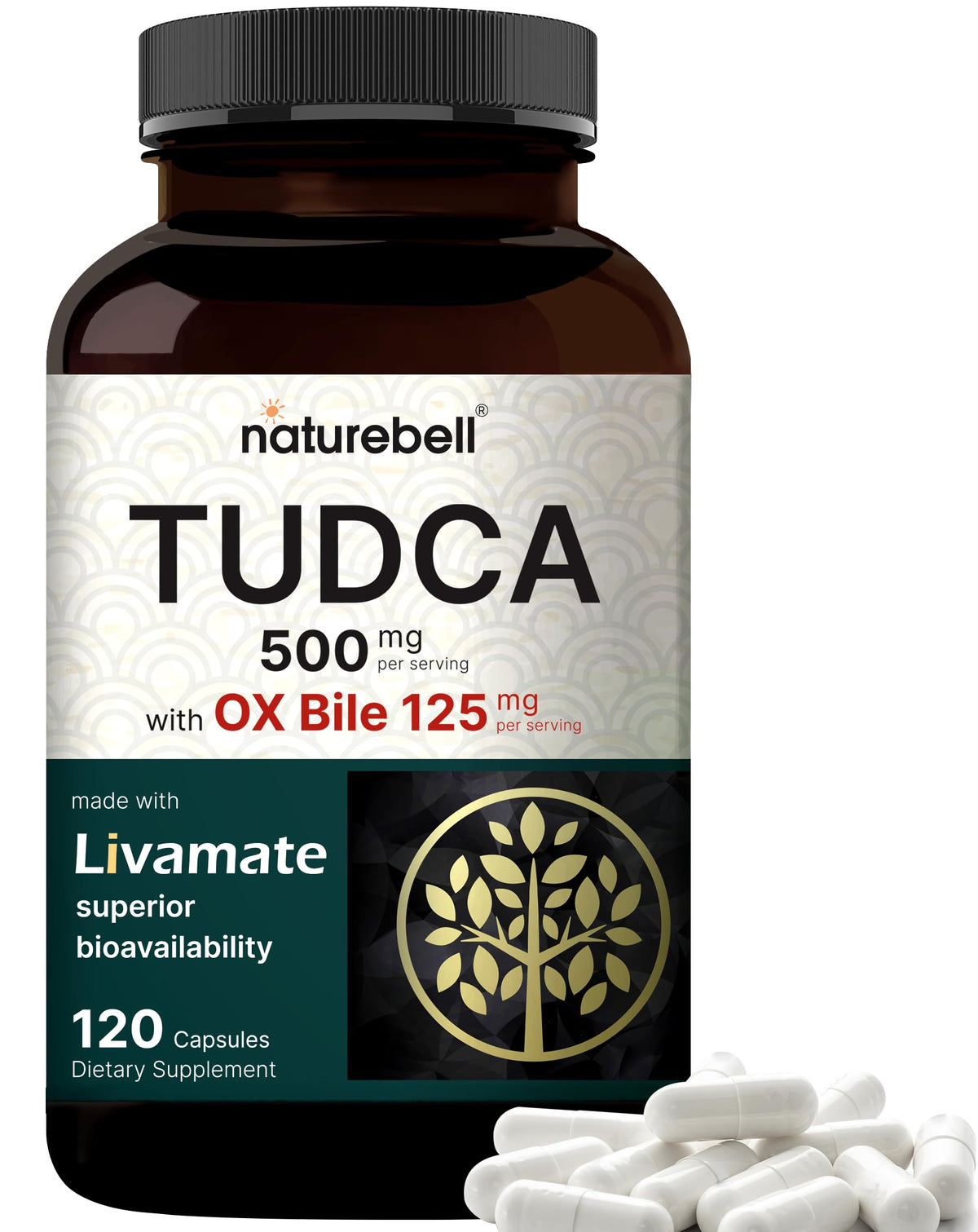 NatureBell TUDCA: bouteille de capsules, format haute absorption visuel.