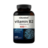 NatureBell Vitamine B2, bouteille visible, support potentiel pour énergie quotidienne et bien-être.