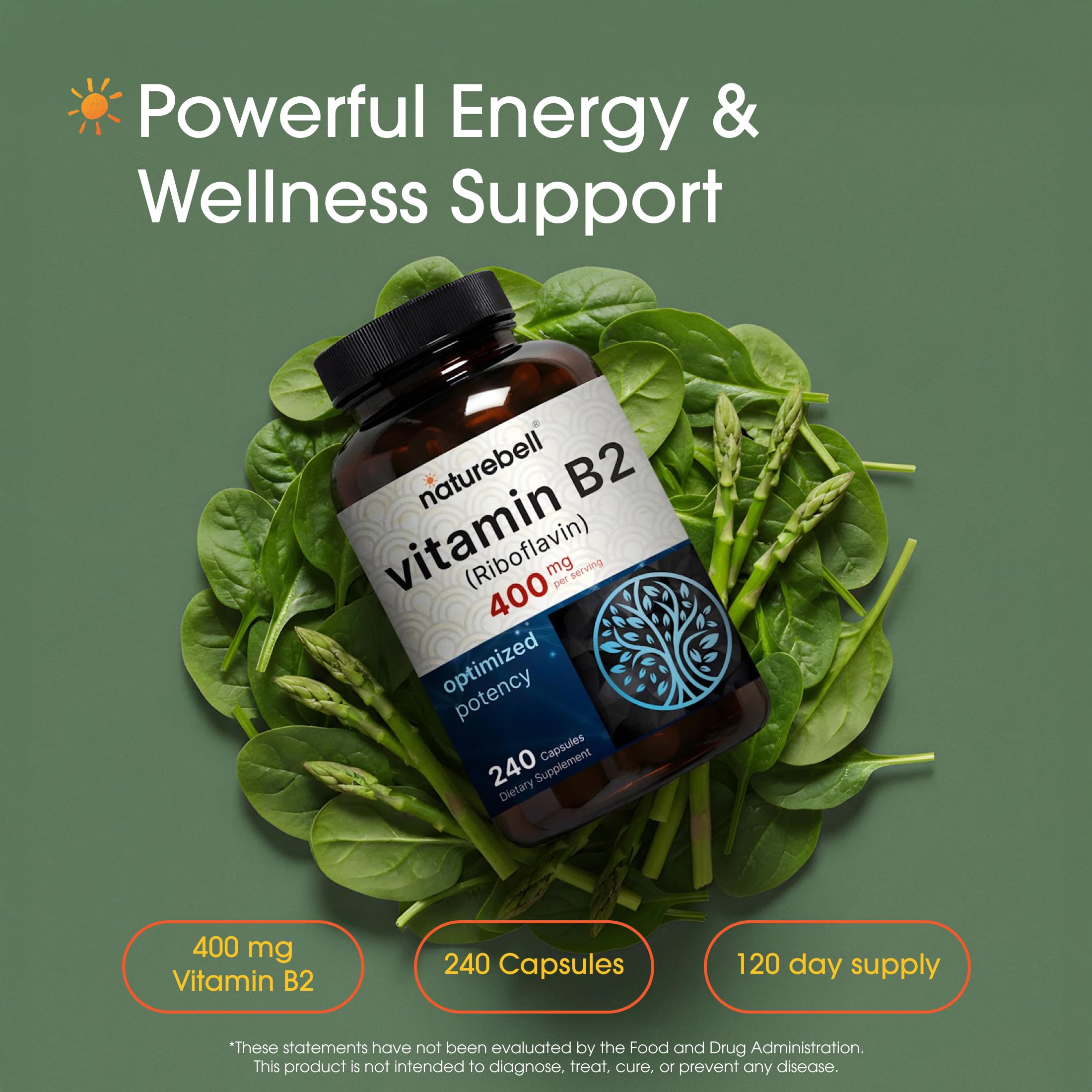 NatureBell Vitamine B2, gélules modernes prêtes à être consommées pour une absorption efficace.