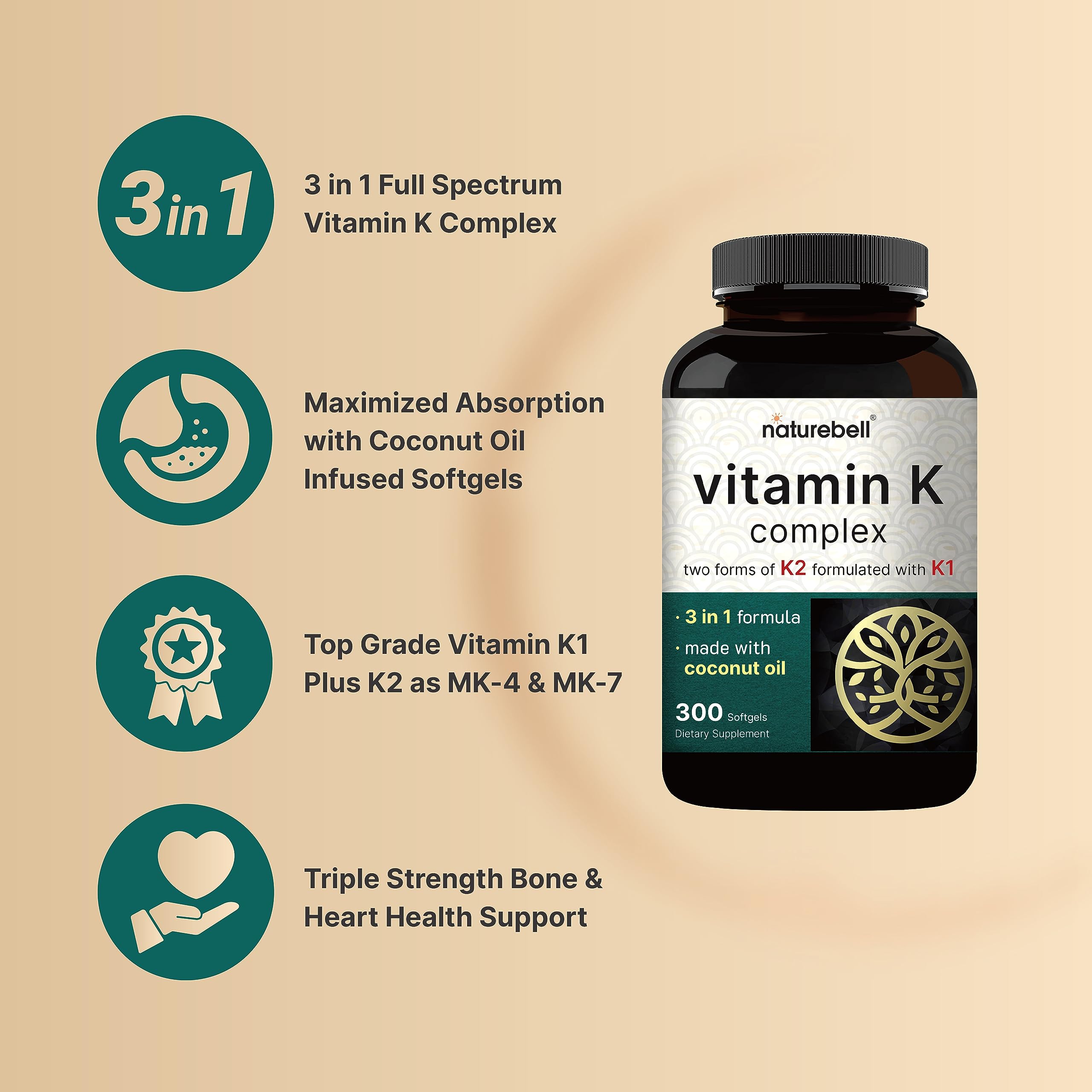 Ouverture de bouteille NatureBell Vitamin K Complex, démontrant l'accès pratique au produit.