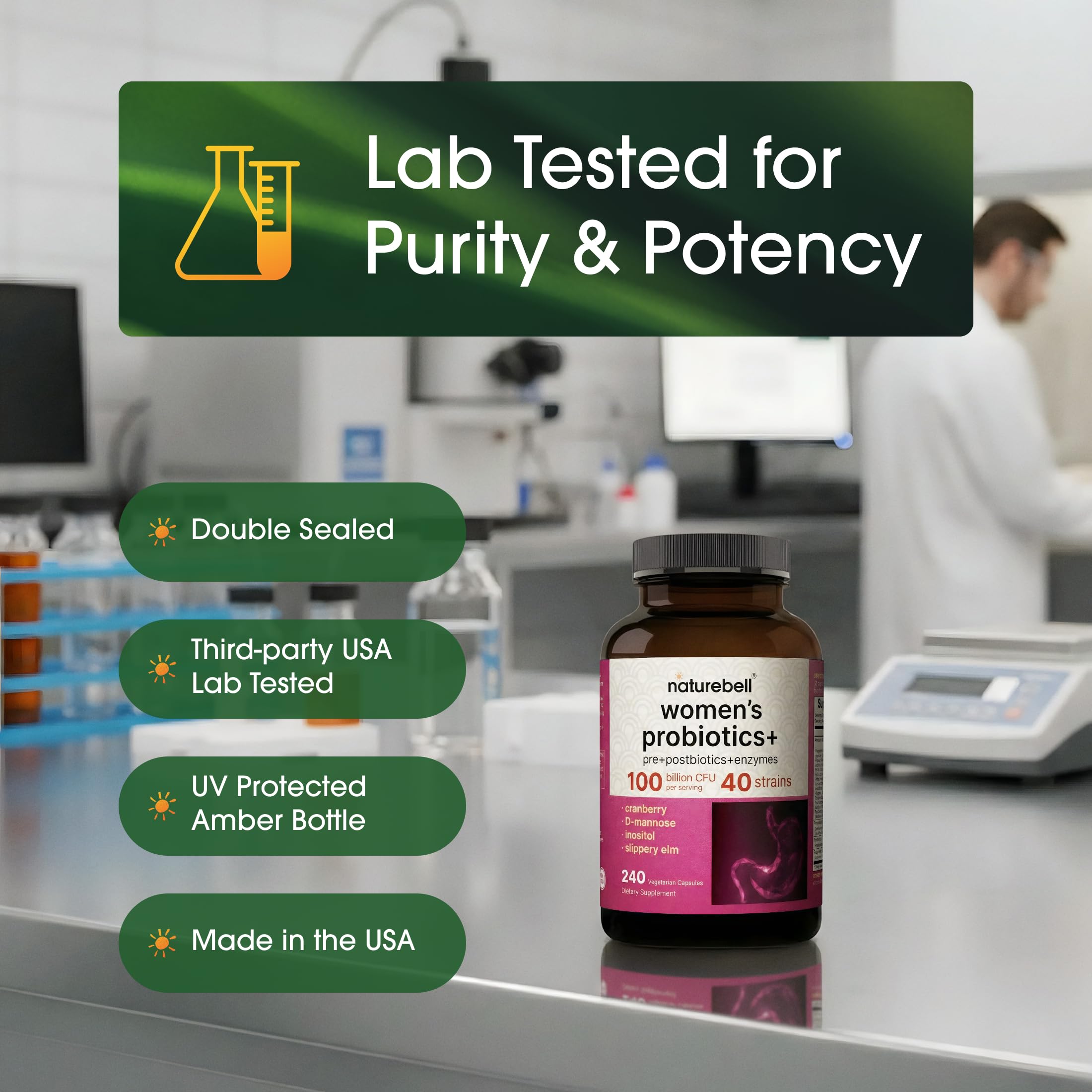 Extrait de canneberge dans NatureBell Probiotics+ soutenant le système urinaire.