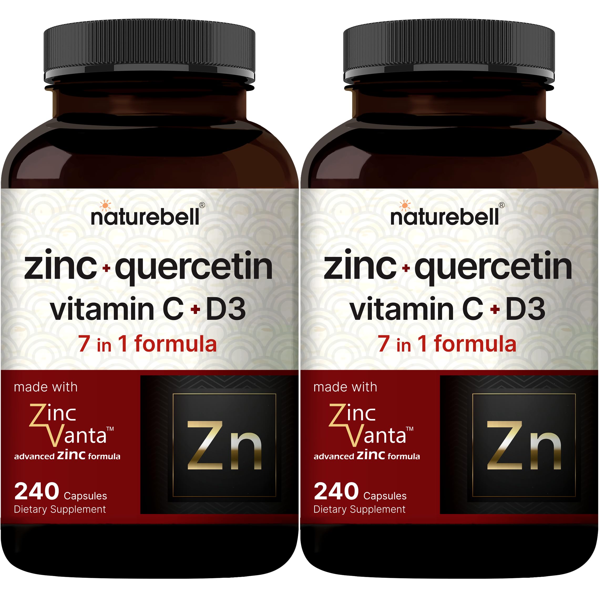 NatureBell Zinc Quercétine – Bouteille visible, soutien immunitaire potentiel au quotidien.