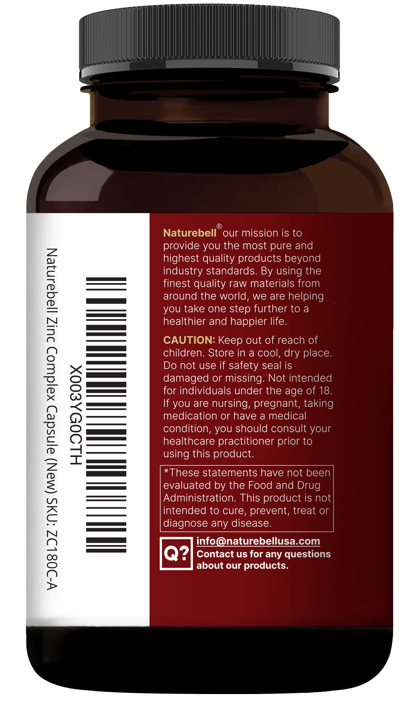 NatureBell Zinc Quercétine – Emballage clair, pratique pour une routine santé.