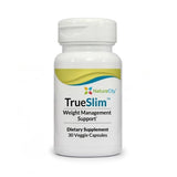 NatureCity True-Slim capsules dans une bouteille, soutien potentiel à la gestion du poids.