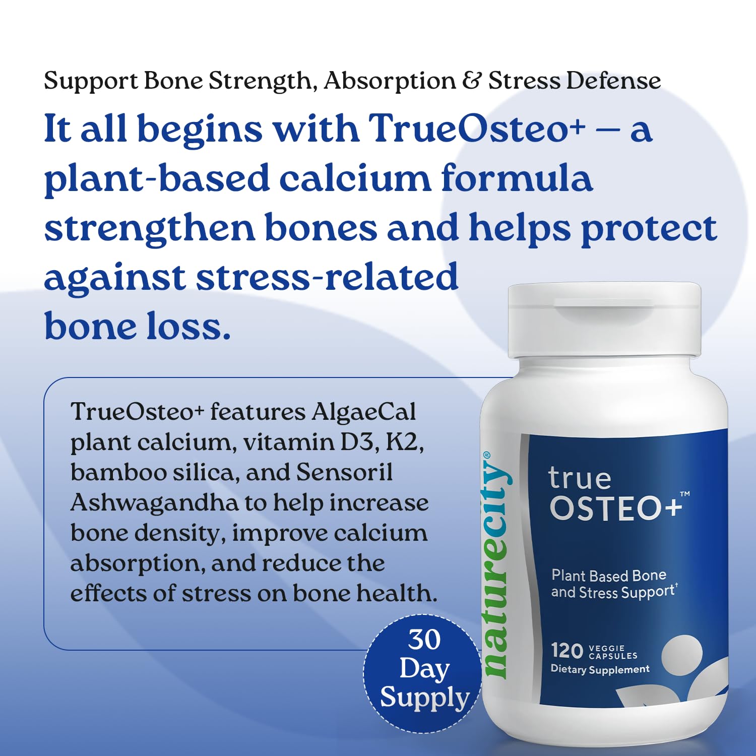 NatureCity True-Osteo+ composition algues souligne la source minérale douce et bien absorbée.