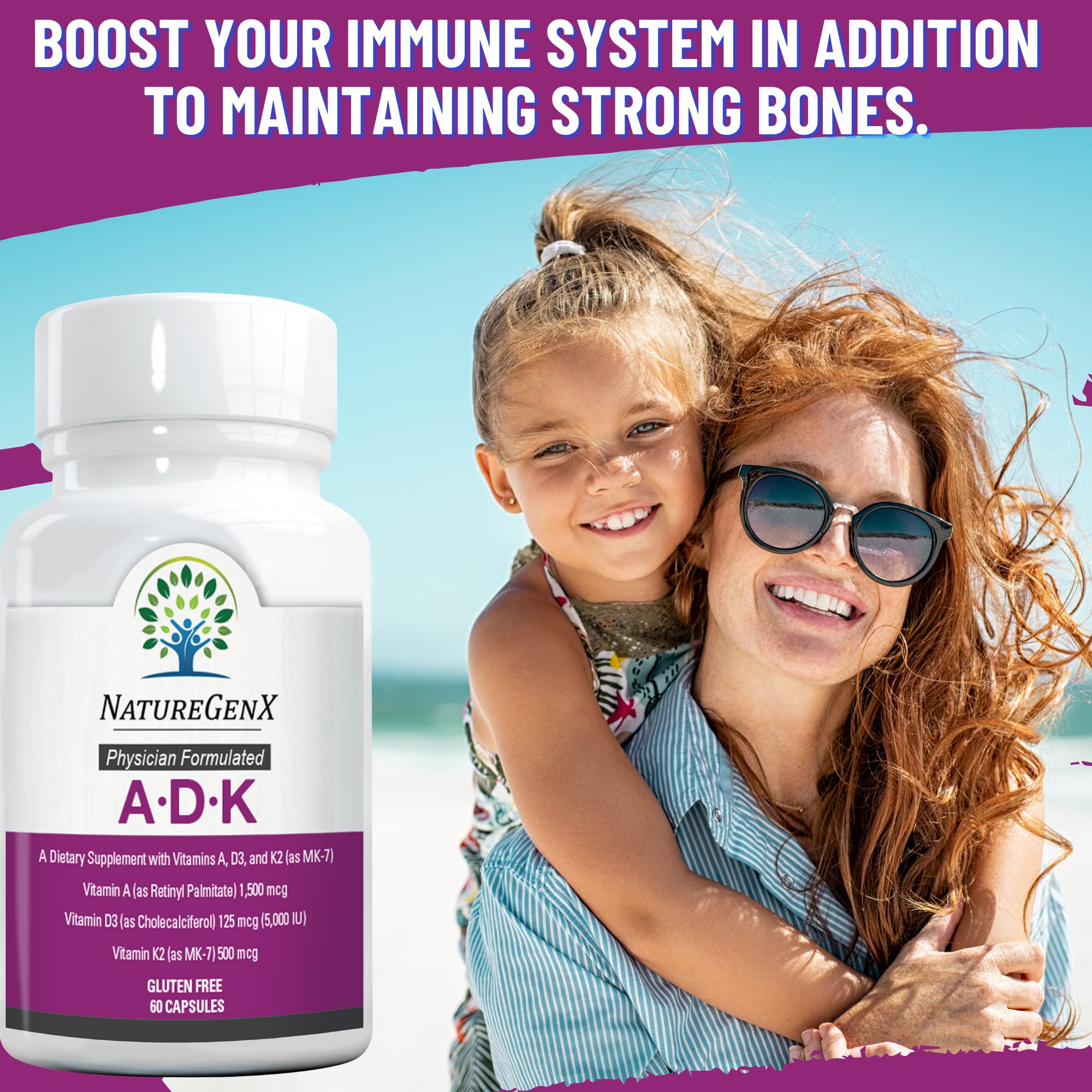 NatureGenX ADK, capsules dorées, forme facile à avaler.
