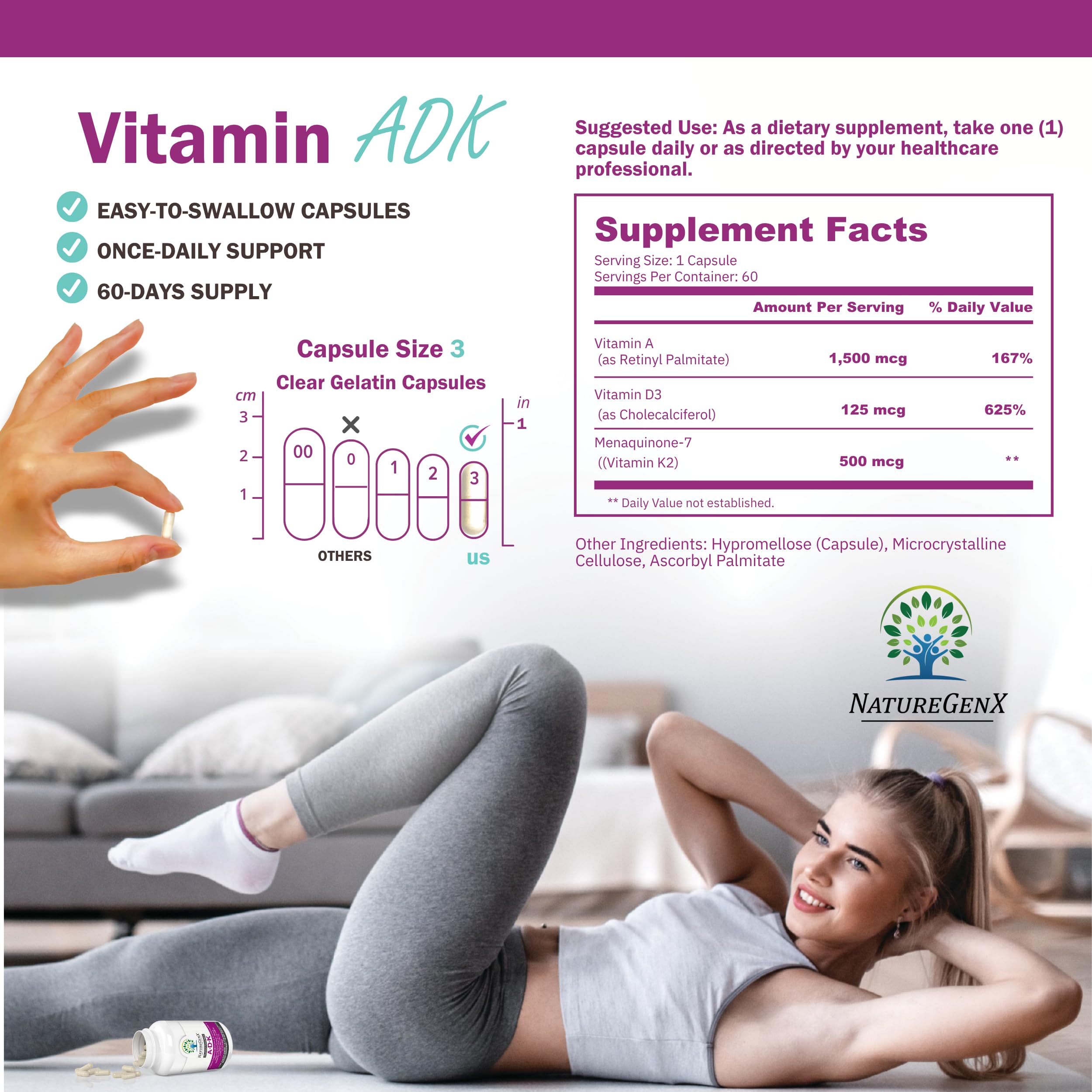 NatureGenX ADK, emballage sans gluten, adapté aux régimes spécifiques.