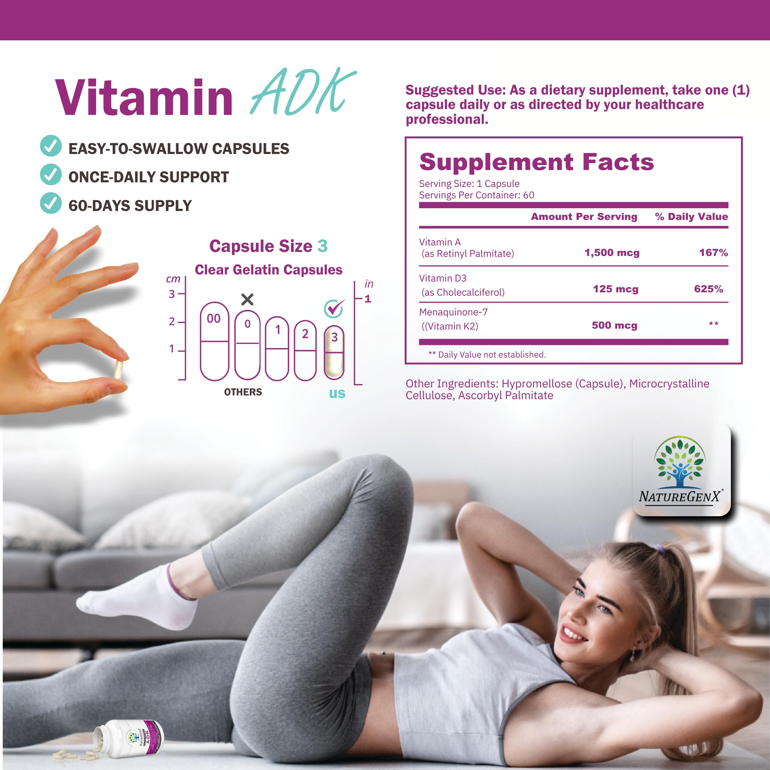 NatureGenX ADK vitamine – paquet-deux-boites: offre économique et disponibilité continue.