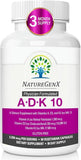 NatureGenX ADK10 : bouteille avec petites capsules pour une ingestion facile.