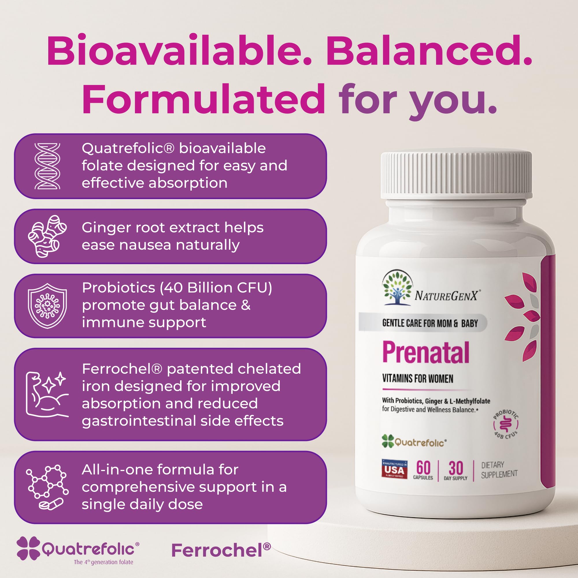 NatureGenX Methyl Prenatal – fer et B12, énergie quotidienne et soutien sanguin