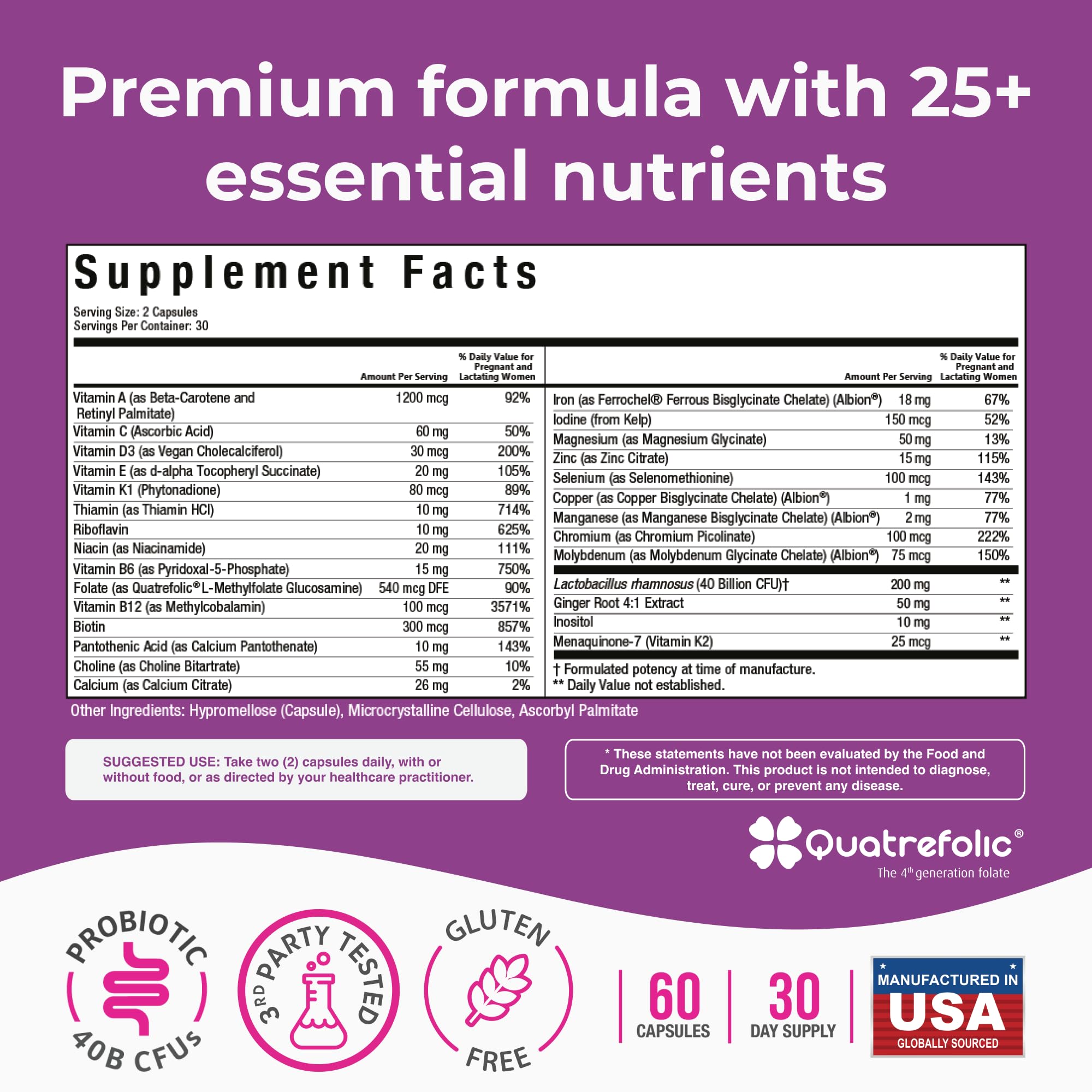 NatureGenX Methyl Prenatal – probiotiques prénataux visibles, favorisant l'équilibre digestif