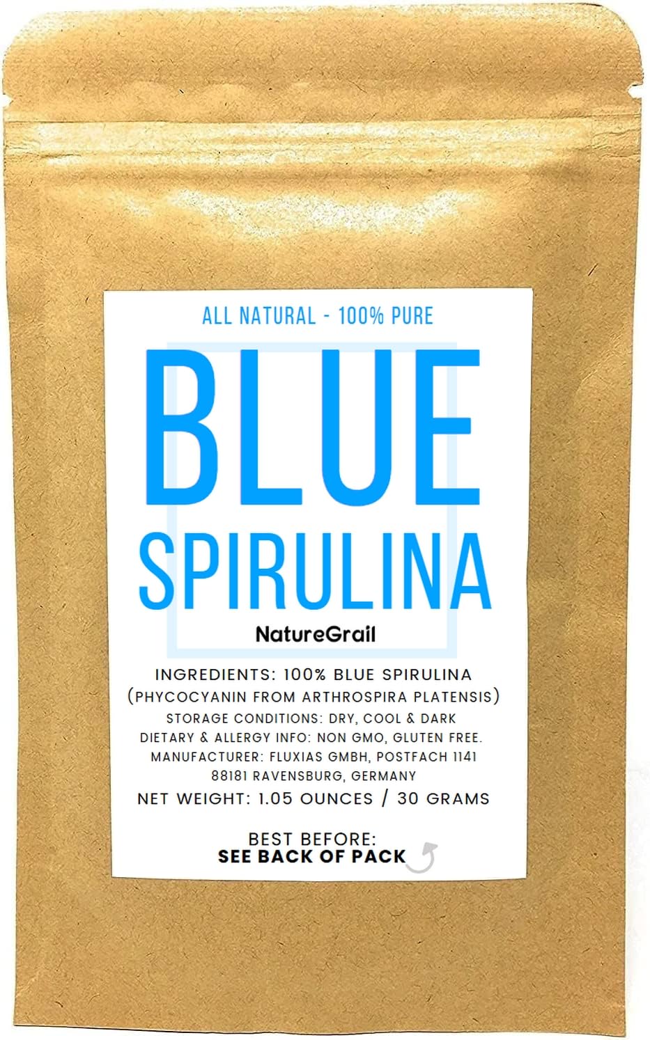 Naturegrail spiruline bleue poudre : couleur naturelle pour smoothies vibrants
