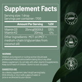NaturElan D3 K2, huile MCT, base facilitant l'absorption.