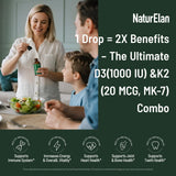 NaturElan D3 K2, pipette-doseur, absorption optimisée grâce à l'huile MCT.