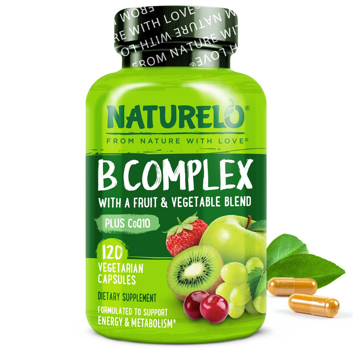 Naturelo B Complexe - bouteille : nutriments B complets pour énergie potentielle et bien-être