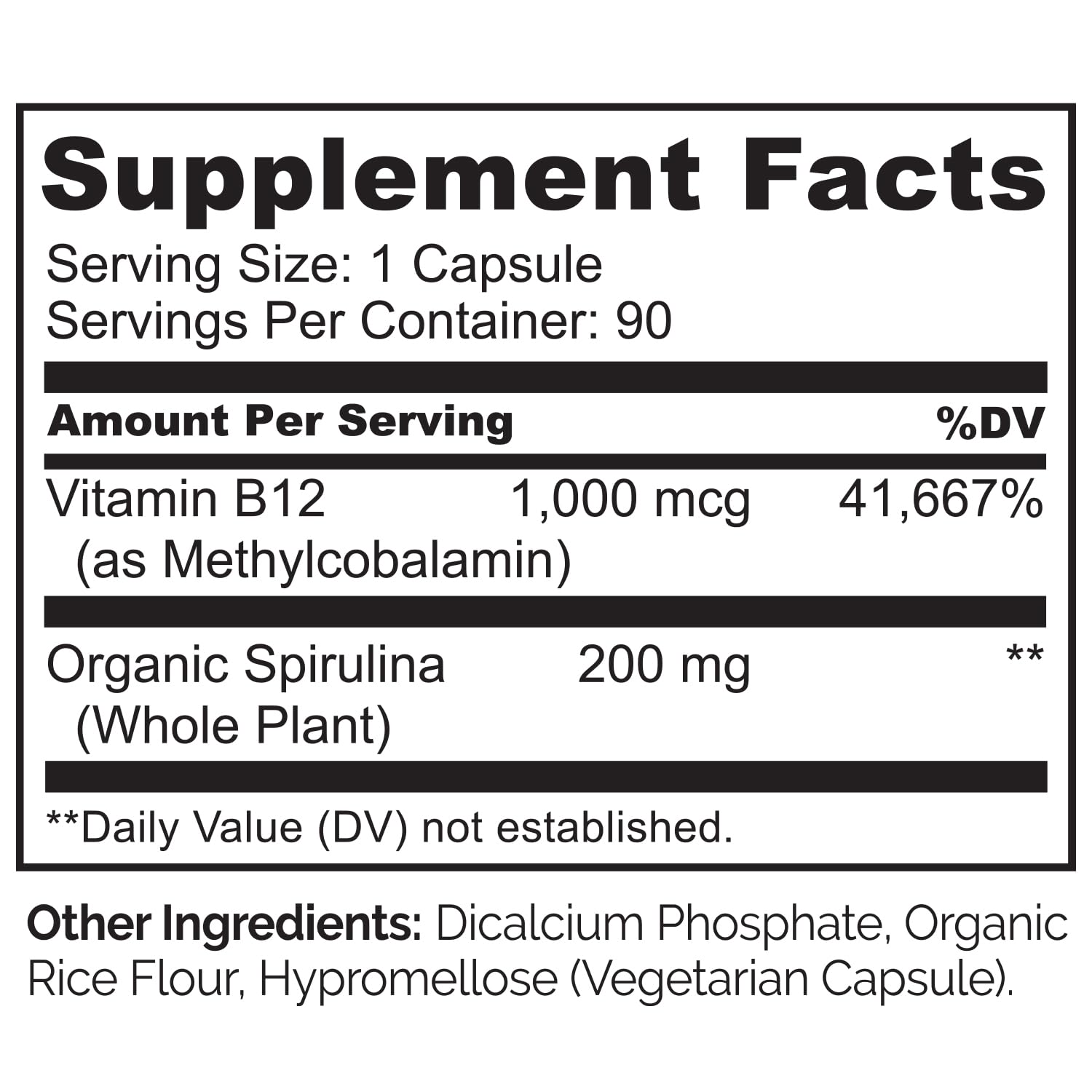 Spiruline biologique intégrée dans la formule B12 pour nourrir l'organisme.