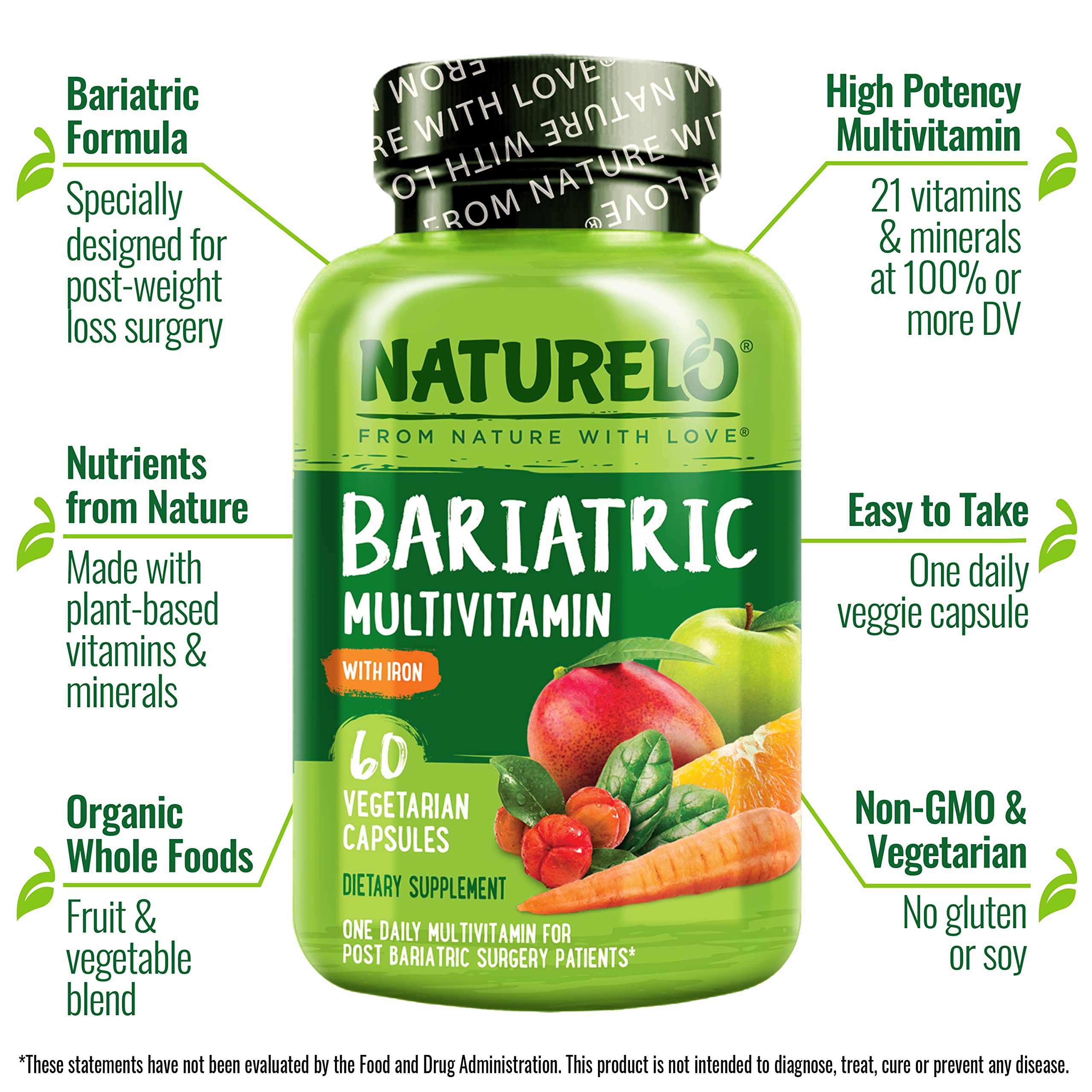 Naturelo Bariatric : ingrédients végétaux visibles assurant une nutrition naturelle.