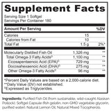 Naturelo Burpless Omega-3 étiquette: provenance durable et purification de haute qualité.