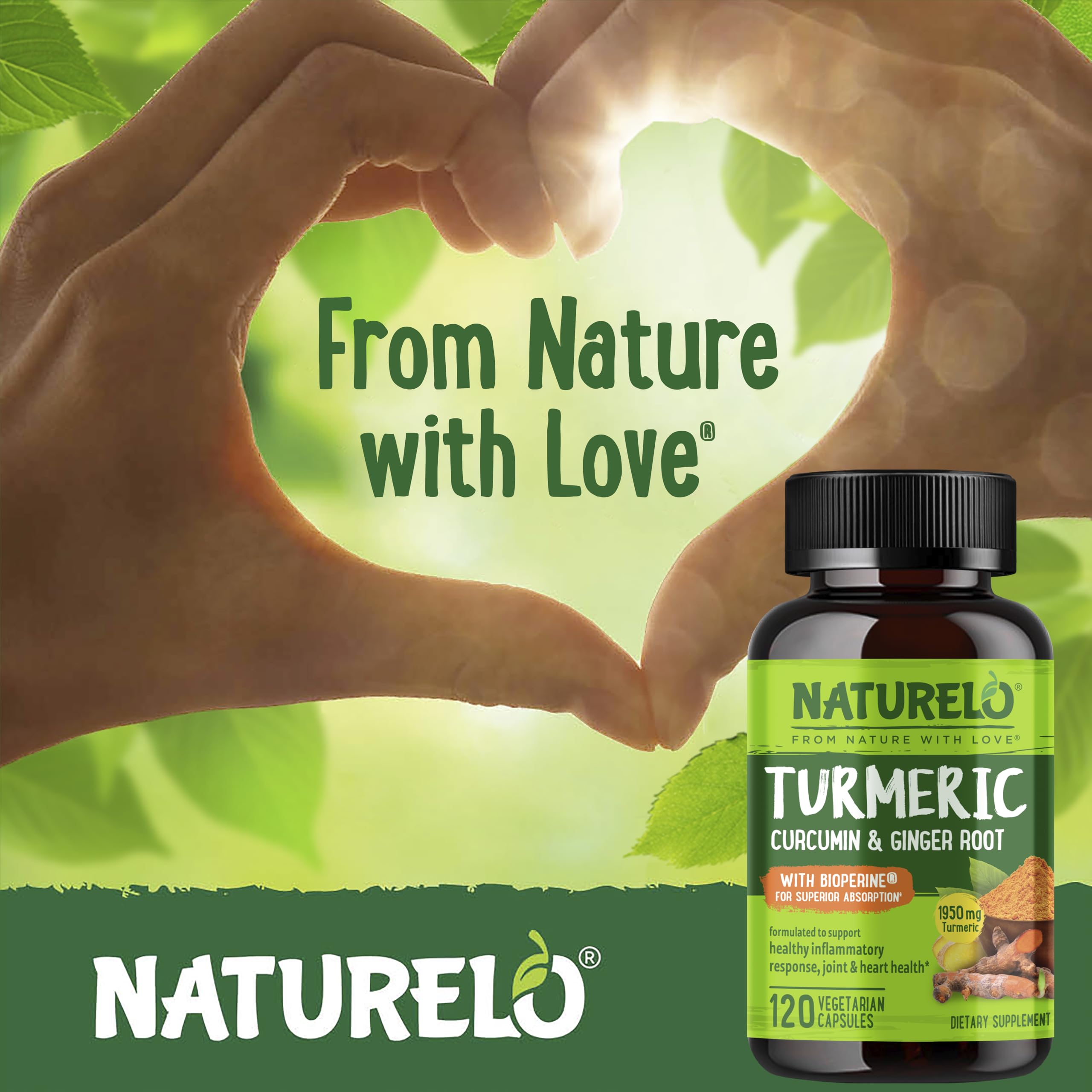 Naturelo Curcuminoïdes et Gingembre bio organique pour une composition naturelle.