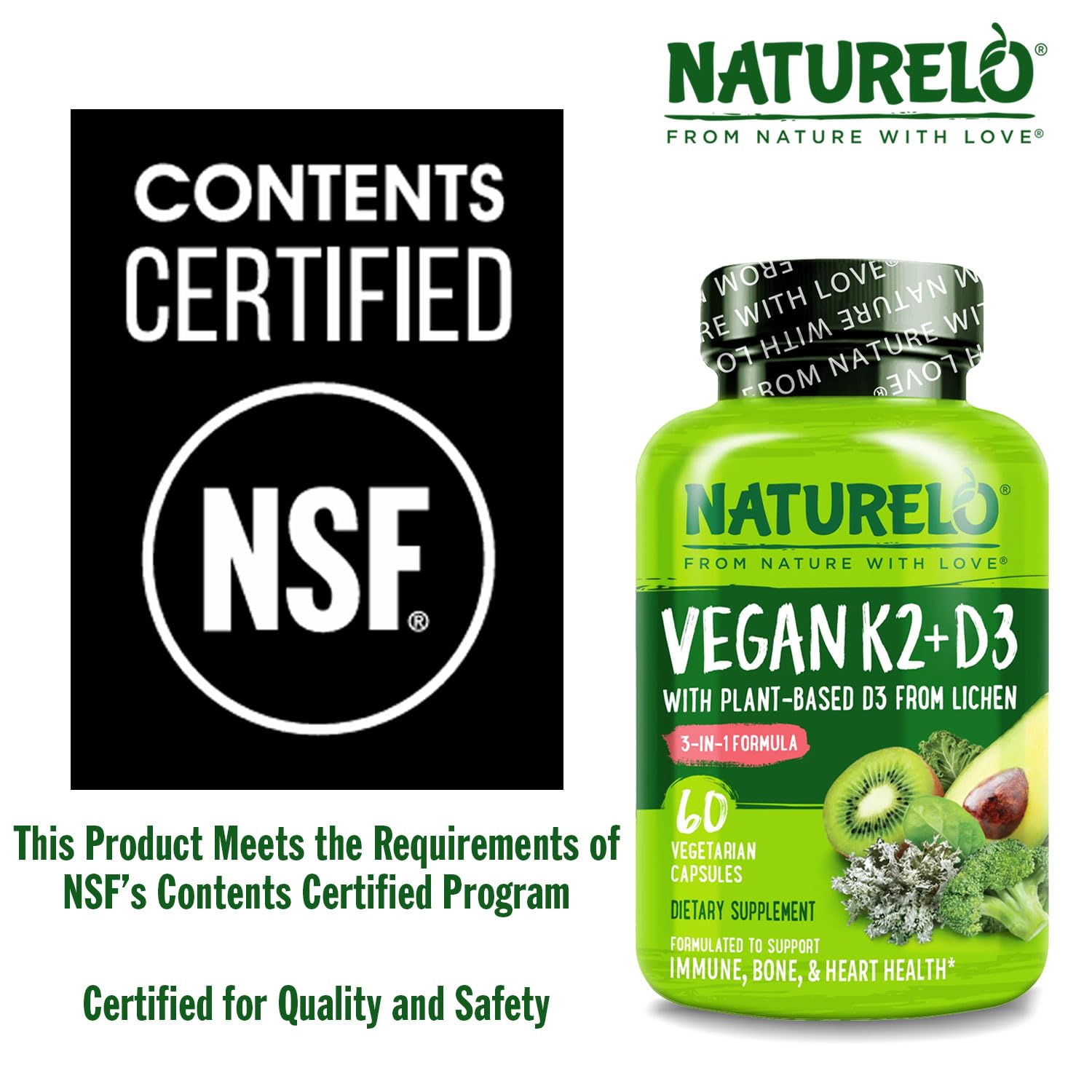 NATURELO D3 K2 — Étiquette sans gluten et sans allergènes