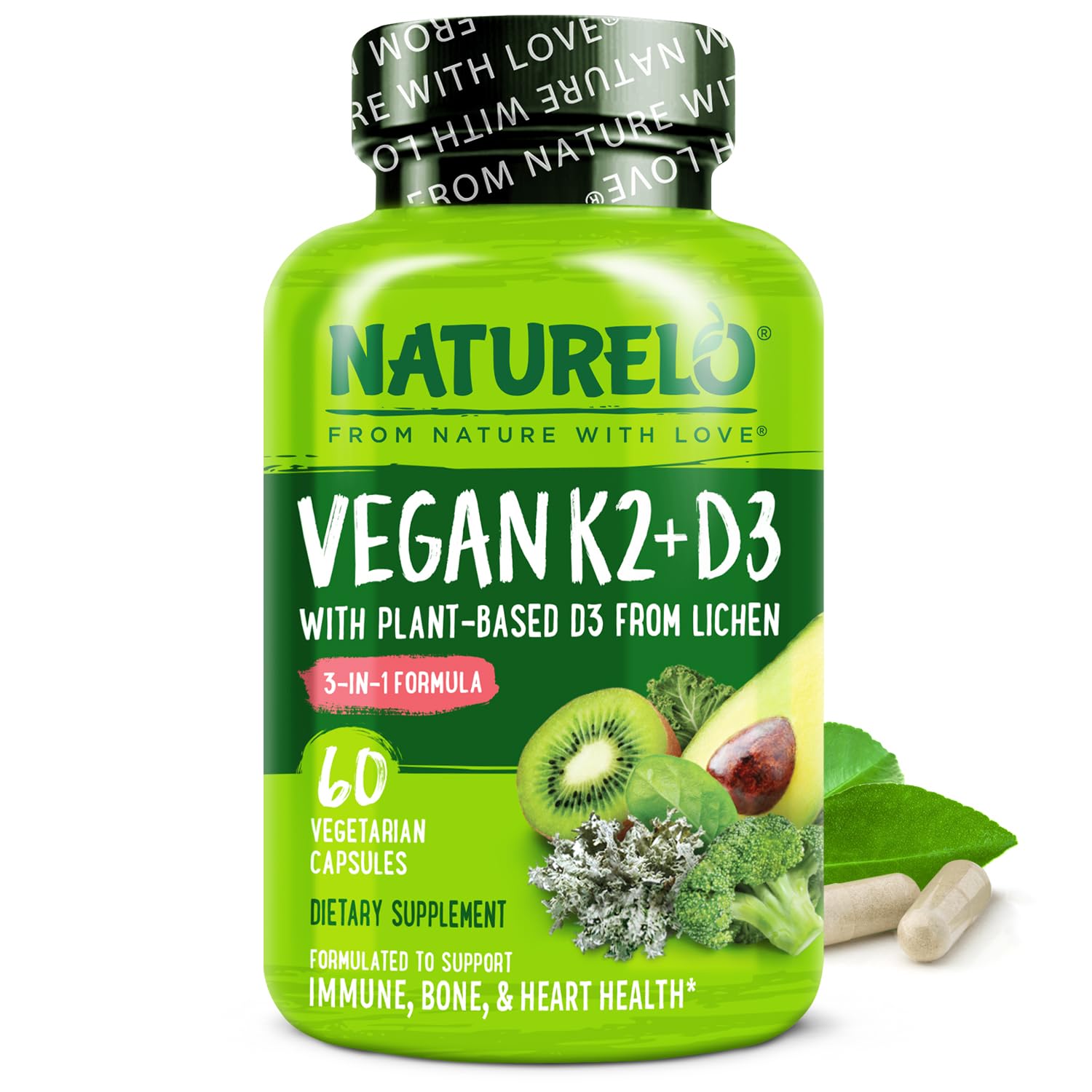 NATURELO D3 K2 — Bouteille vegan facile à prendre au quotidien