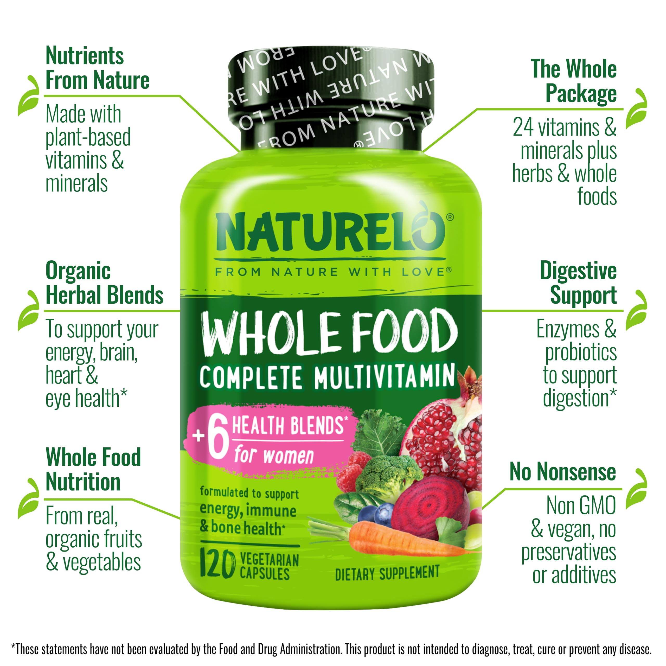 Naturelo – étiquette affichant ingrédients bio pour une nutrition complète.