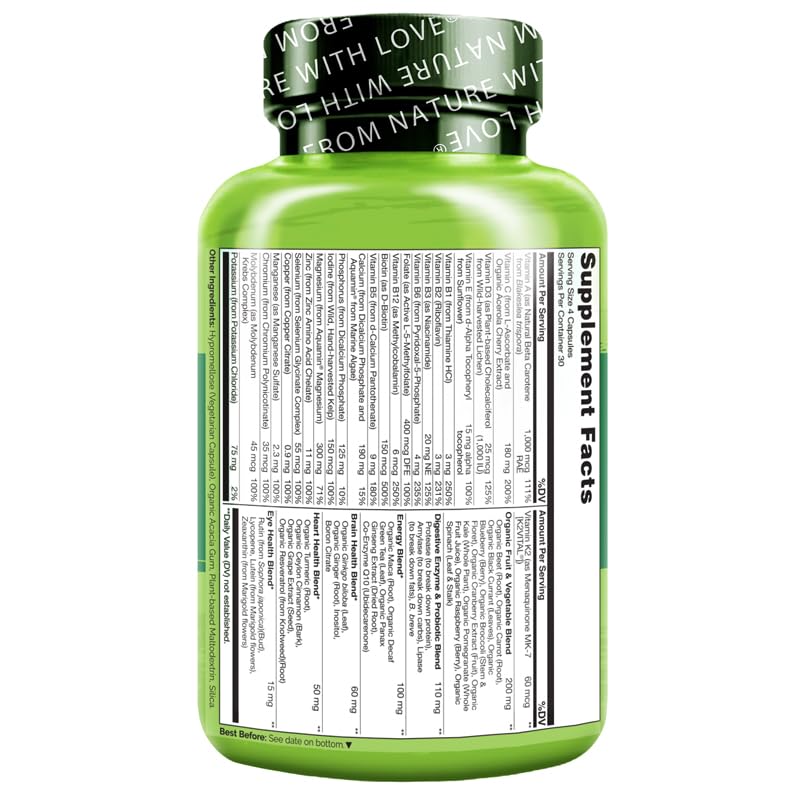 Naturelo Hommes Multivitamines: antioxydants naturels avec curcuma et thé vert.