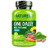 NATURELO Hommes, bouteille de multivitamines, apport quotidien en nutriments essentiels.