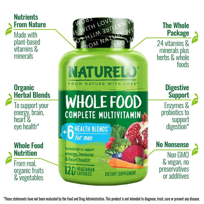 Naturelo Hommes Multivitamines: capsules pour énergie et concentration soutenues.