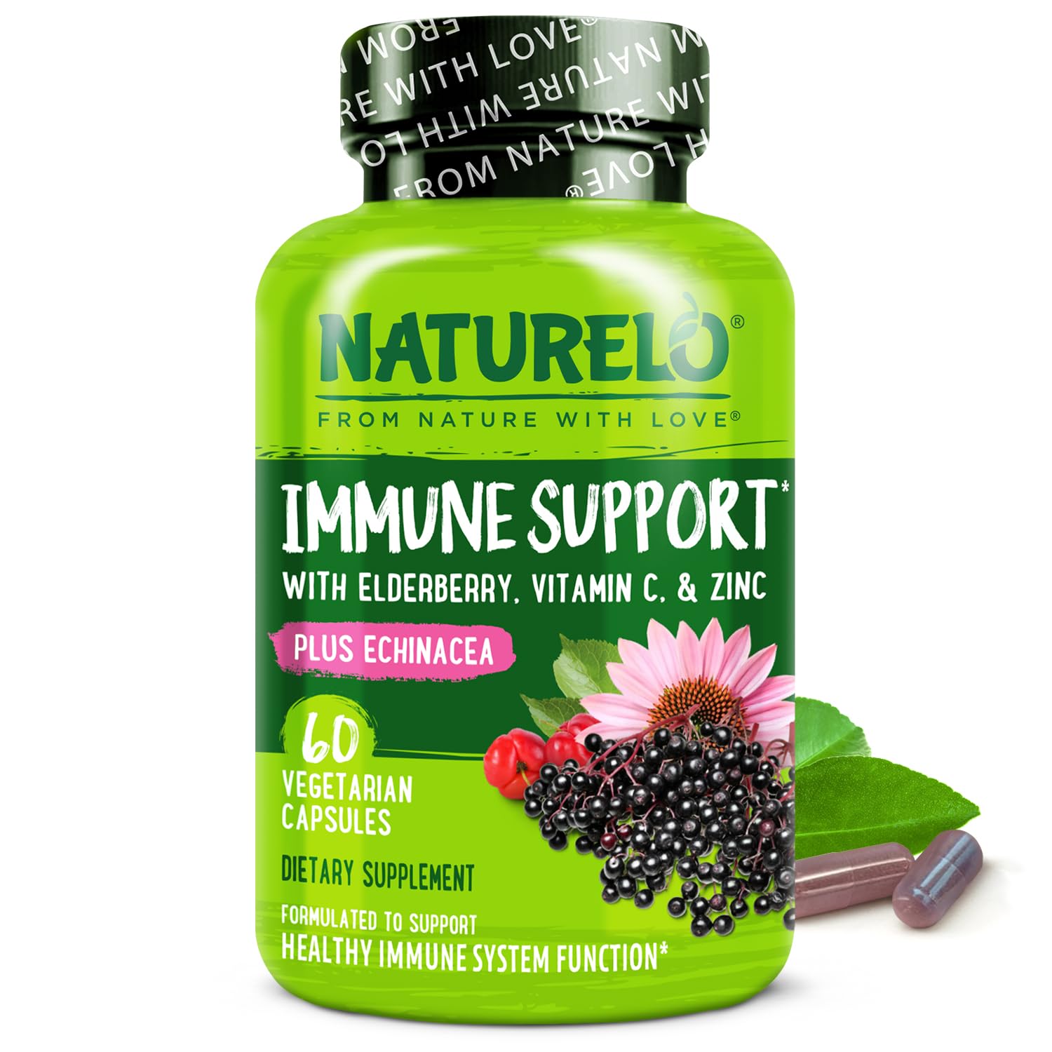 NATURELO Immunité : bouteille de capsules, soutien quotidien des défenses naturelles.
