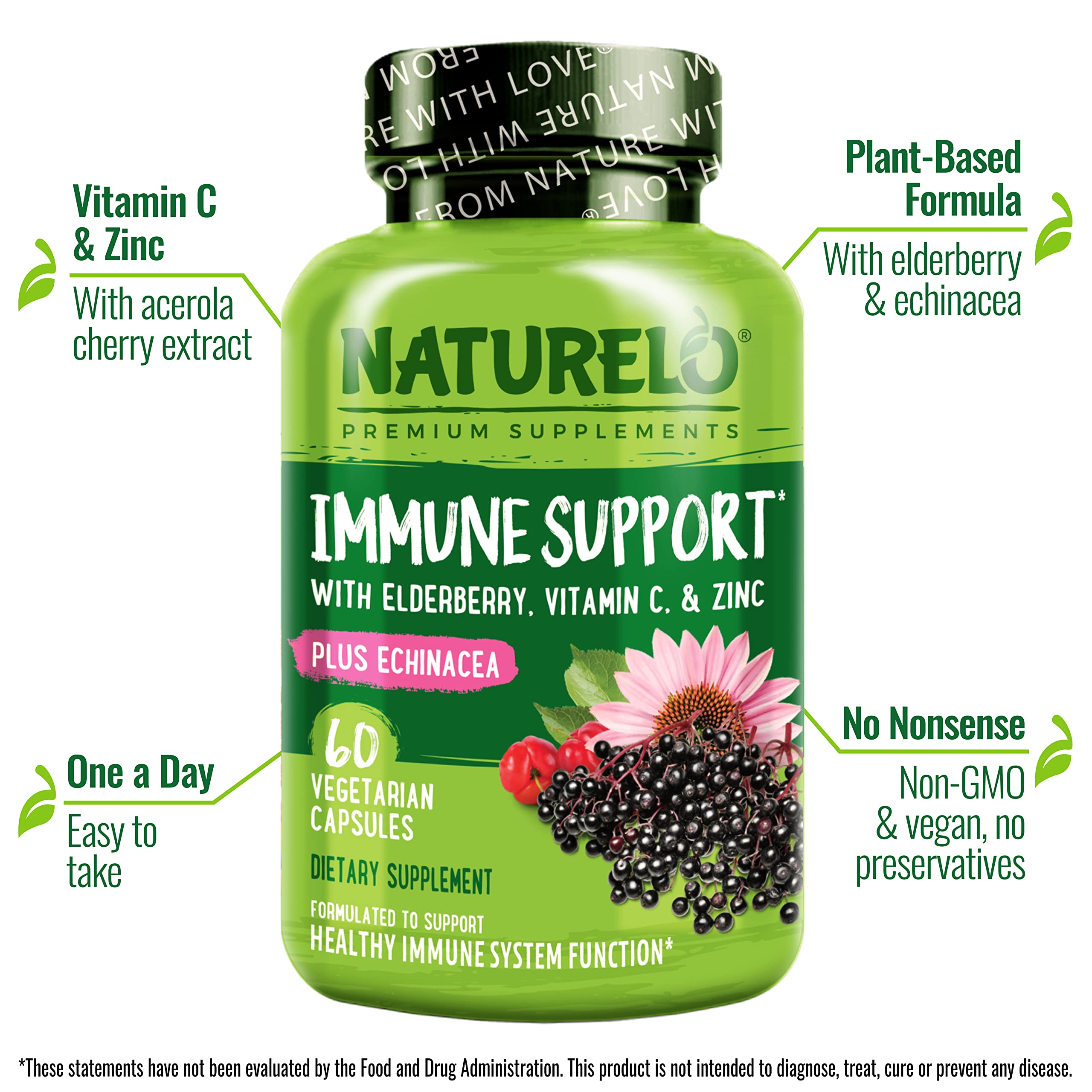 NATURELO Immunité: vitamine C et zinc, support antioxydant pour l'organisme.
