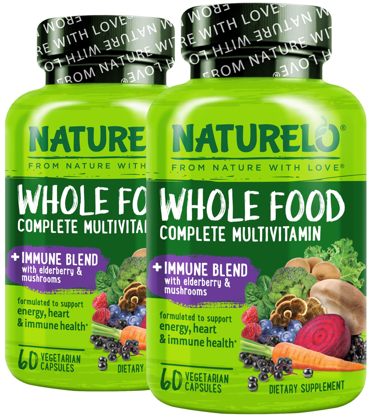 Naturelo Multivitamine entier Immu bouteille: soutien potentiel des défenses naturelles quotidiennes.
