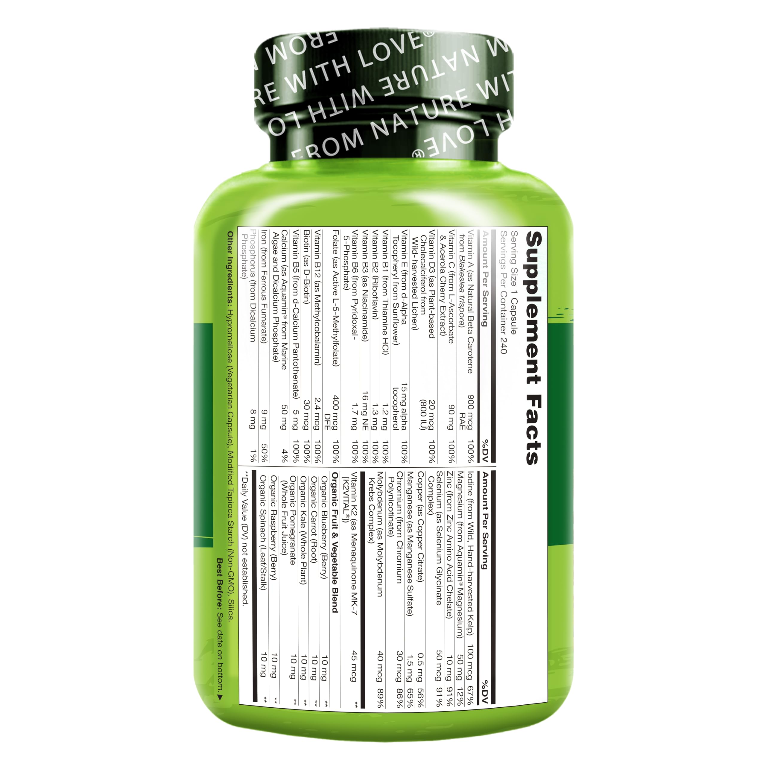 NATURELO Multivitamine Quotidienne, fabricant américain et conformité qualité