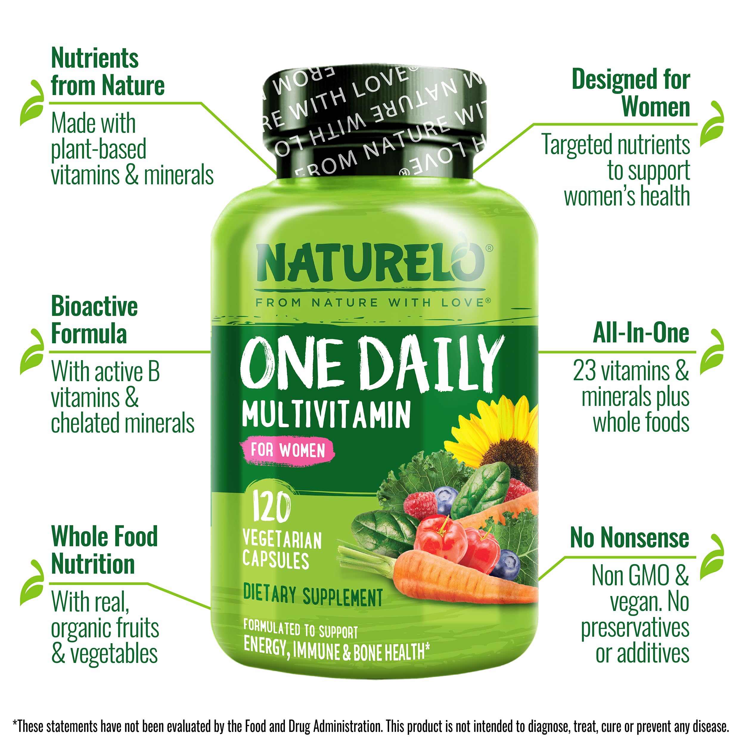 NATURELO One Daily Femmes—comprimés faciles à avaler pour énergie durable
