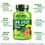 Naturelo One Daily Women Multivitamin – capsules près de l'étiquette, soutien quotidien
