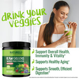 Naturelo Poudre Greens Crues contient 36 super-aliments pour énergie naturelle