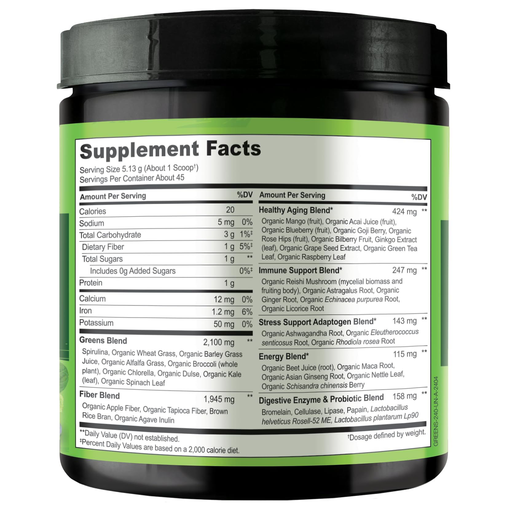 Naturelo Poudre Greens Crues offre une nutrition végétale complète