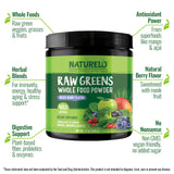 Poudre NATURELO verte bruts avec doseur pour smoothies rapides
