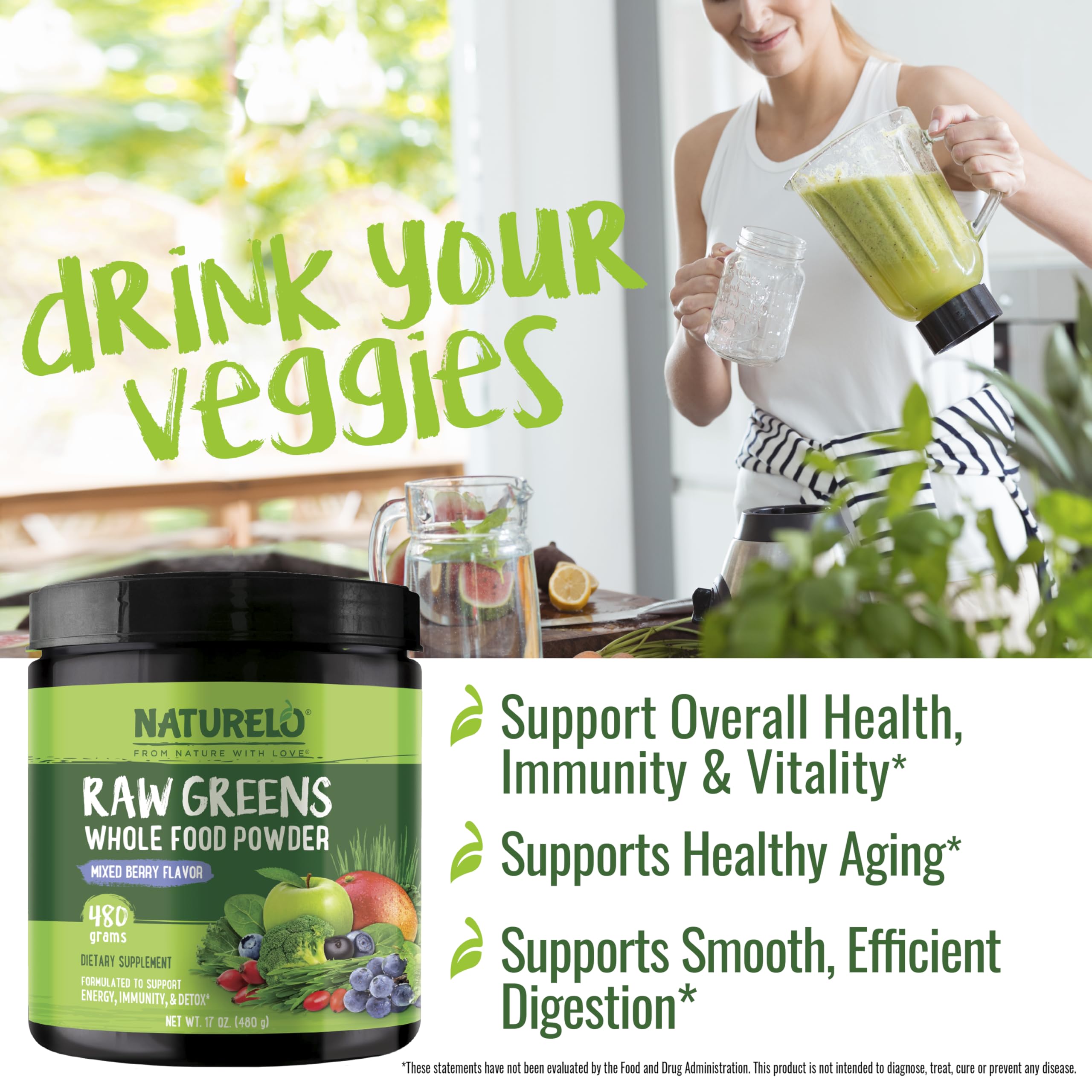 Verdure verte et fibres NATURELO pour nutrition quotidienne