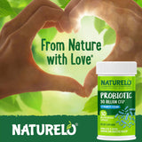 NATURELO Probiotiques—ingrédients végétaliens sans gluten et sans soja, choix sain.