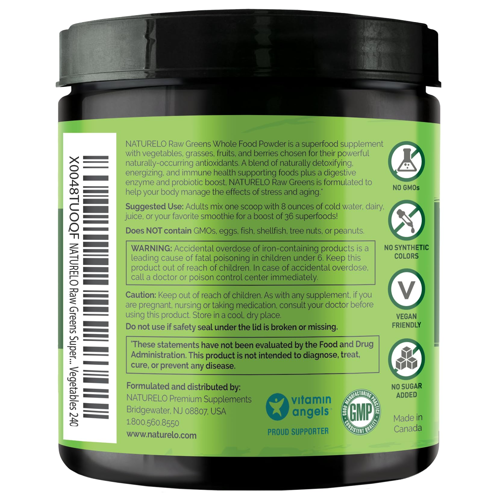 Naturelo Raw Greens boisson vegan, mélange fruits et légumes délicieux