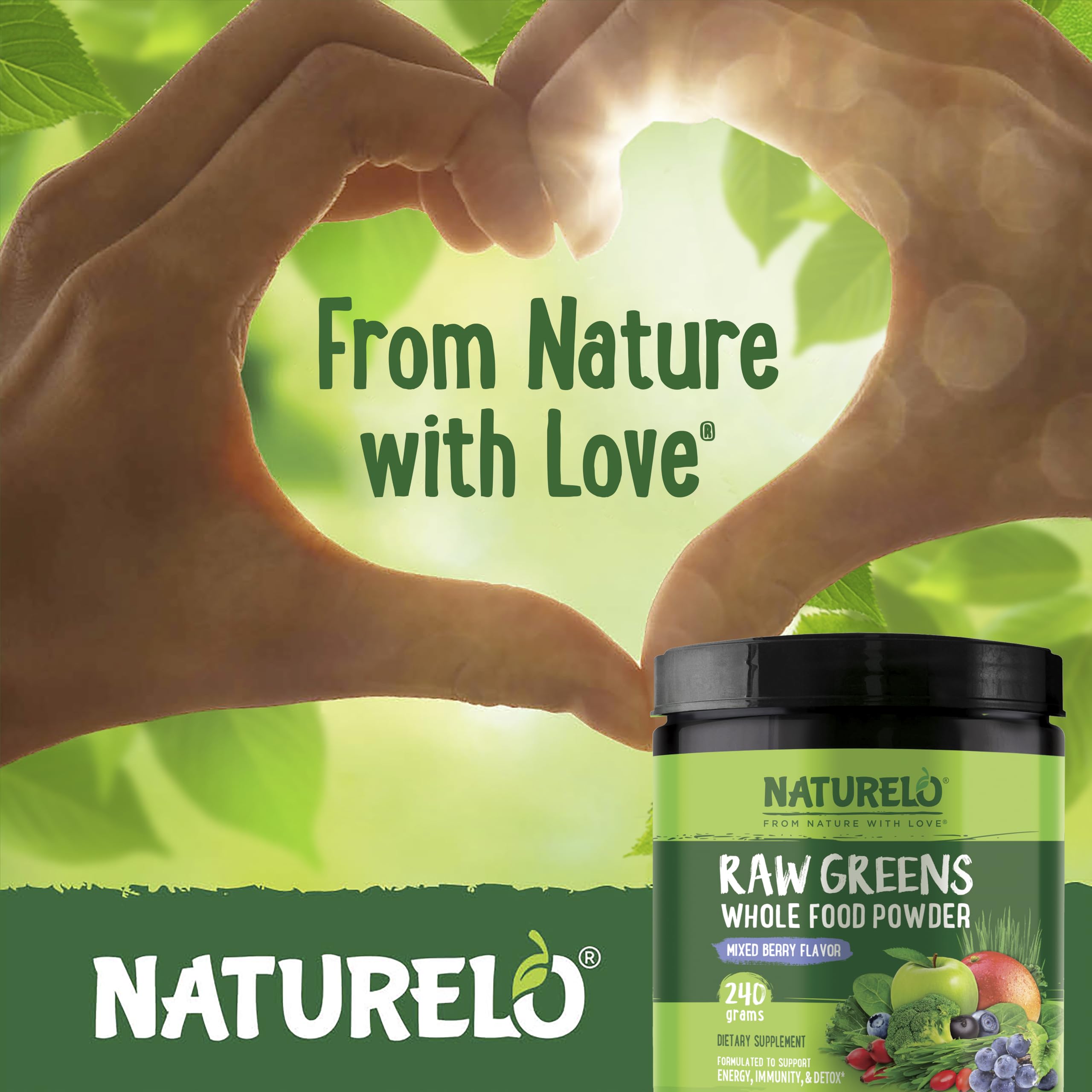 Naturelo Raw Greens with probiotiques et fibres pour digestion équilibrée