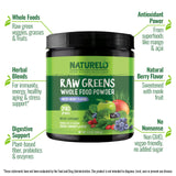 Naturelo Raw Greens dans un verre smoothie aux baies, pratique et nutritif