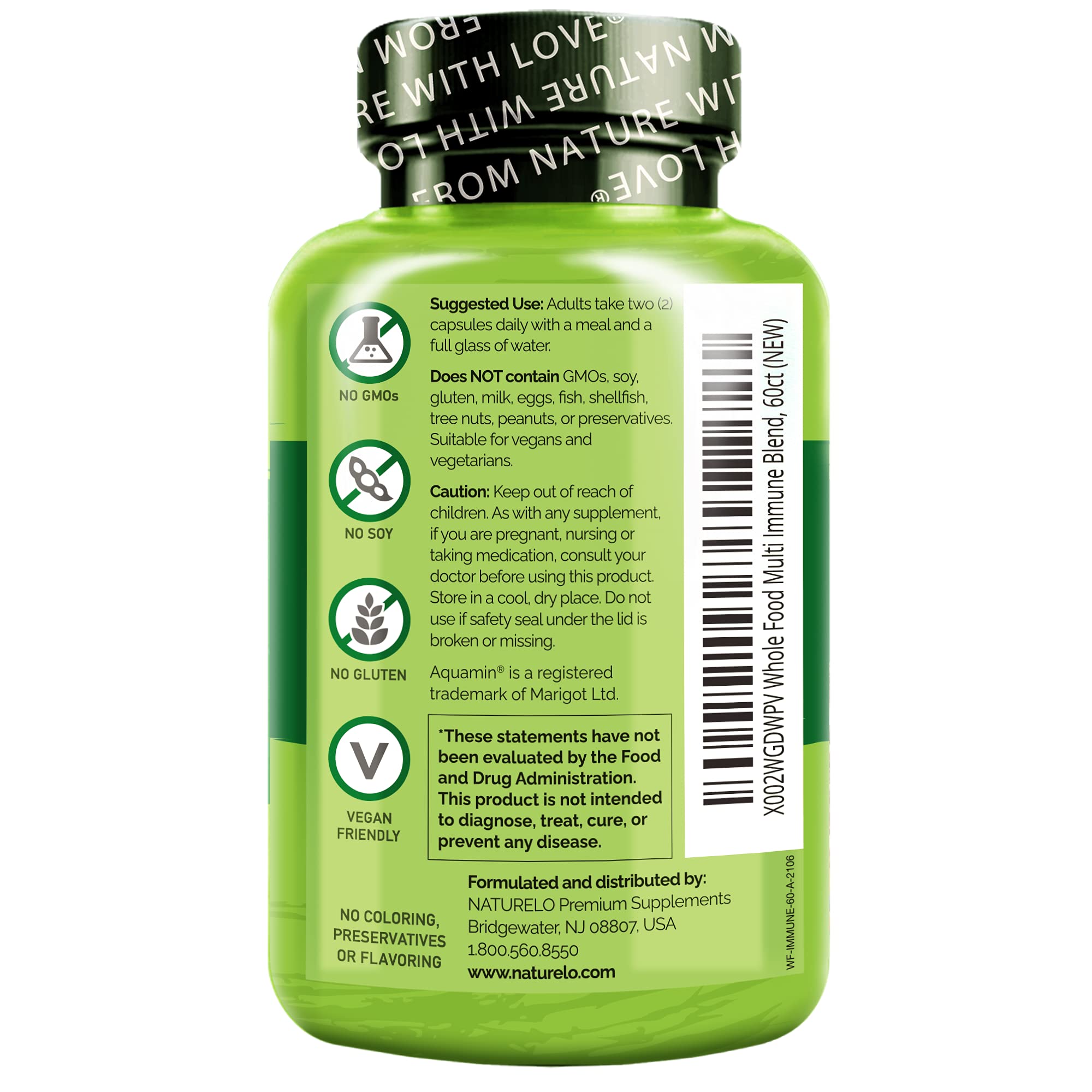 Naturelo sans gluten ni lactose, sans allergènes courants.