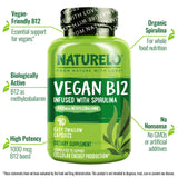 Naturelo Vegan B12 – flacon pratique, comprimés 1000 mcg méthylcobalamine, soutien nerveux potentiel