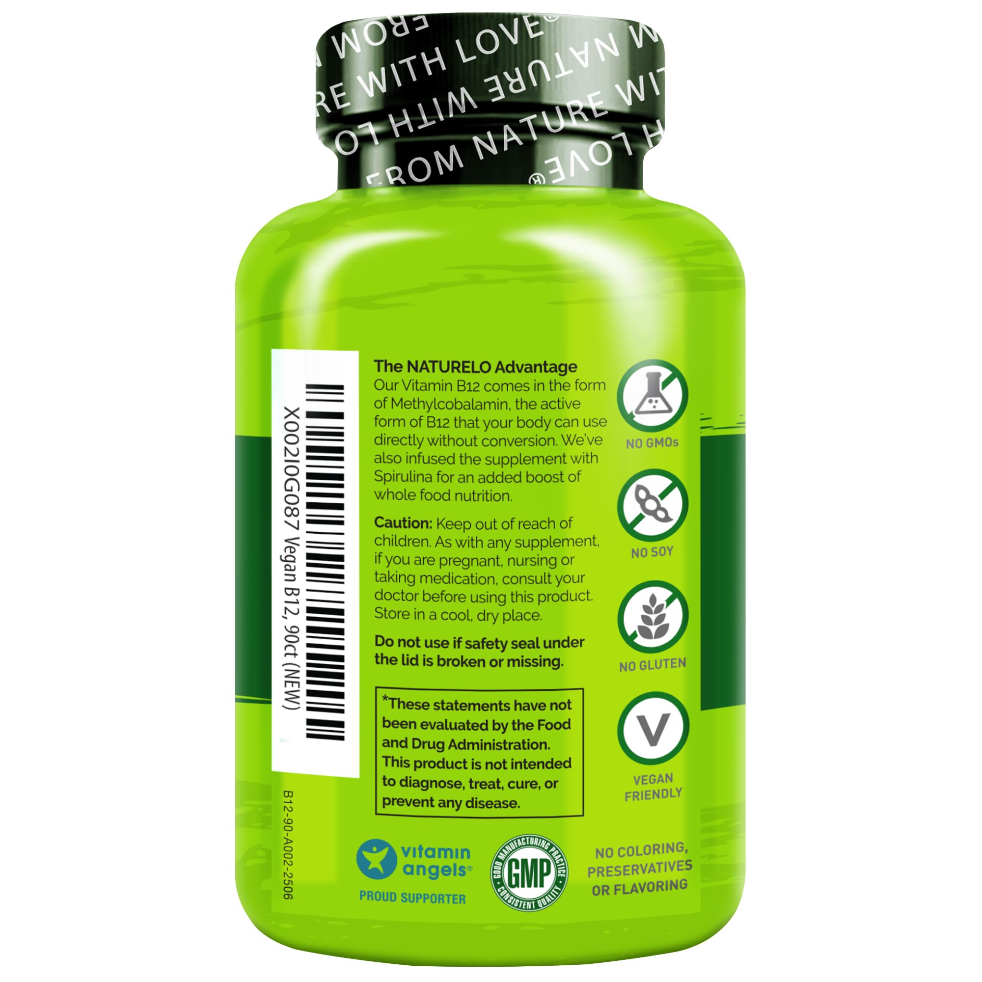 Capsules montrant spiruline et B12, soutien potentiel d'énergie.