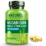 Naturelo DHA végan – bouteille de gélules prête, soutien cérébral.