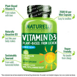 Naturelo Vitamine D3 2500IU capsules: forme biologique facile à intégrer au quotidien.