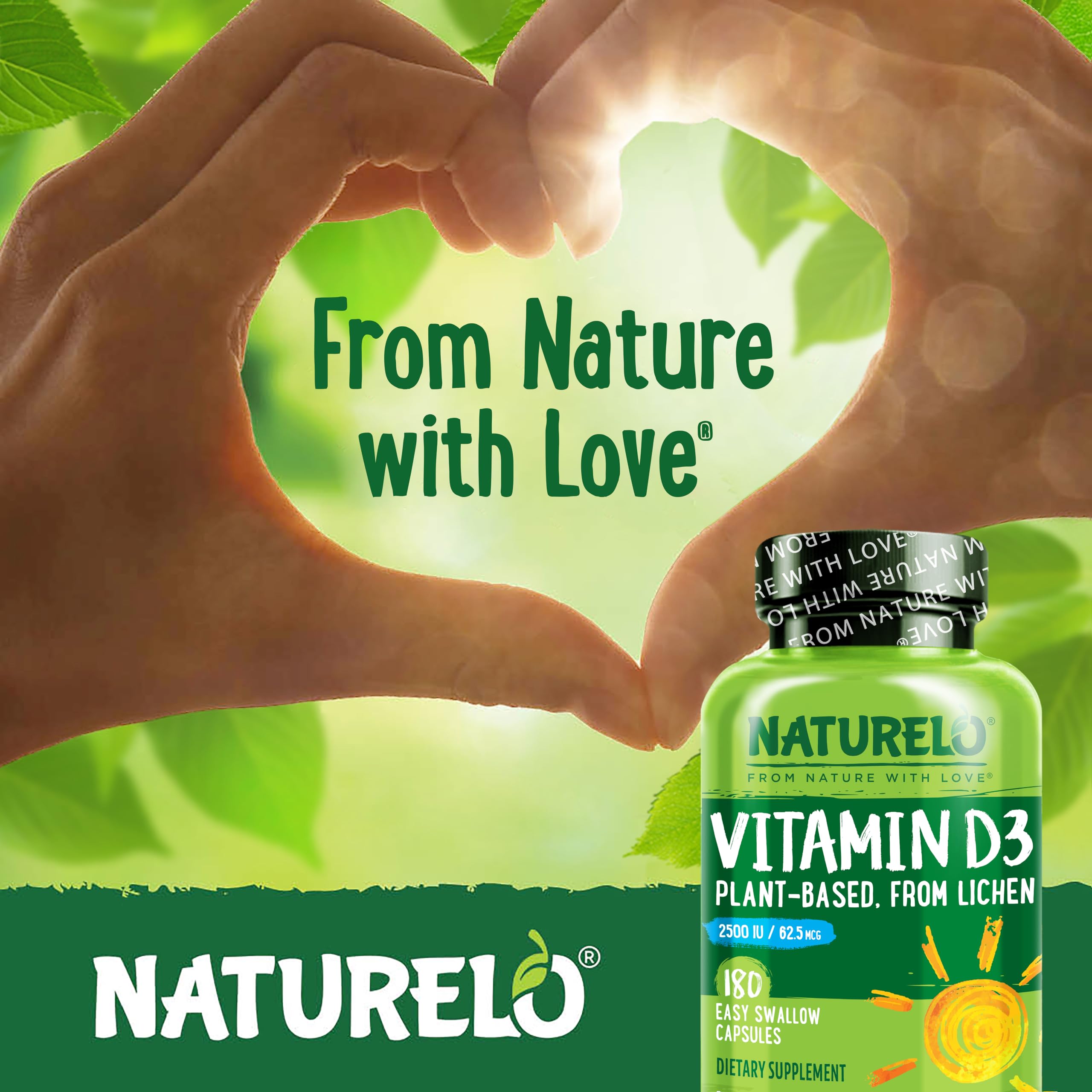 Naturelo Vitamine D3 2500IU soutien immunitaire potentiel chaque jour.