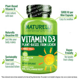NATURELO Vitamine D3 5000 UI - Capsules vegan pour utilisation pratique.